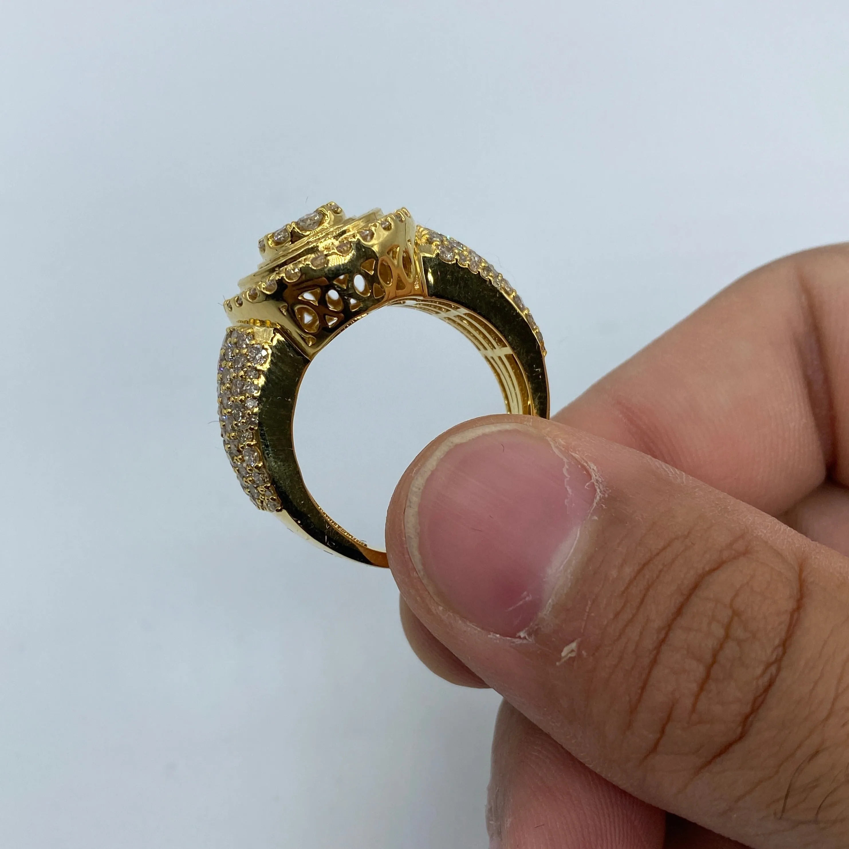 14K Yellow Oval Diamond Baguette Ring