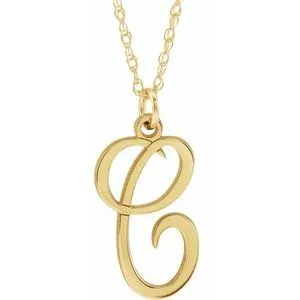 14K Yellow Script Initial C 16-18" Necklace