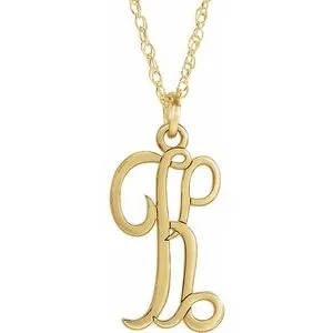 14K Yellow Script Initial K 16-18" Necklace