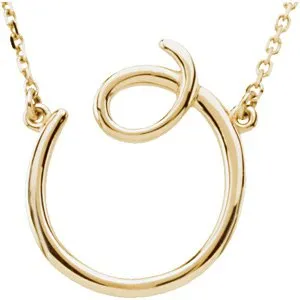 14K Yellow Script Initial O 16" Necklace