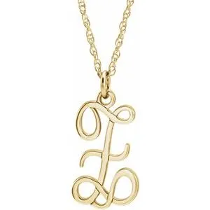 14K Yellow Script Initial Z 16-18" Necklace