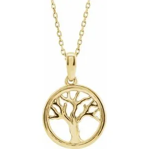 14K Yellow Tree of Life 16-18" Necklace