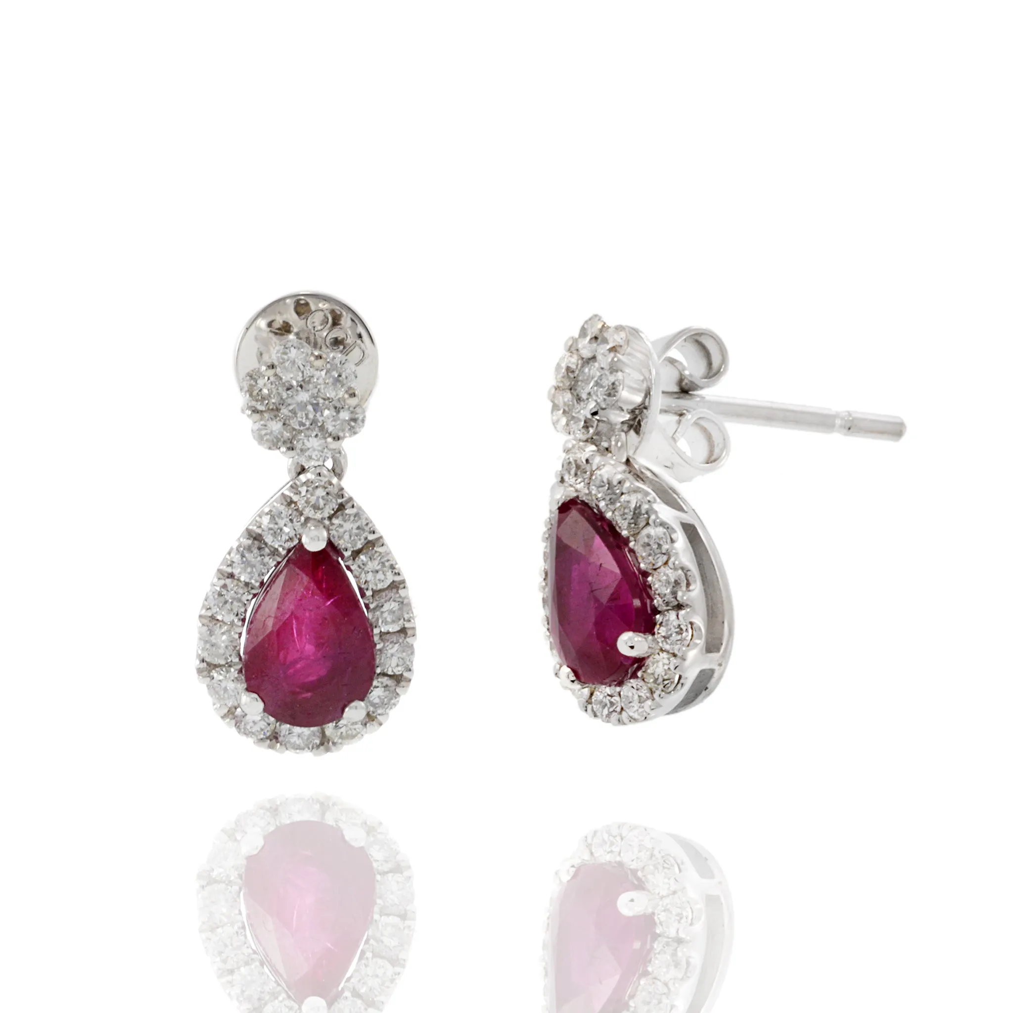 14KT White Gold Ruby and Diamond Earrings