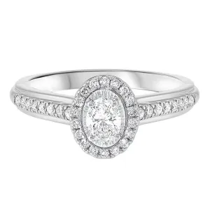 14KW Tru Ref Oval Halo Prong Ring 3/5CT