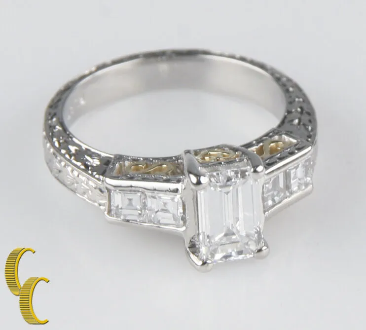 1.65 carat Emerald-Cut Diamond Platinum Engagement Ring Size 5.25  GIA certified