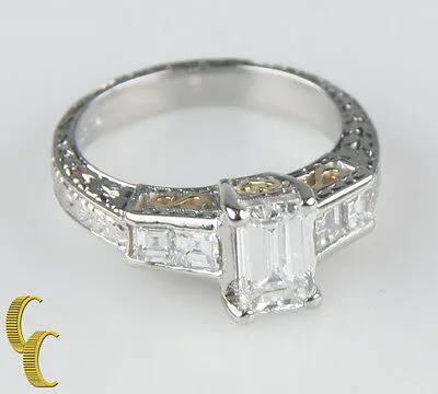 1.65 carat Emerald-Cut Diamond Platinum Engagement Ring Size 5.25  GIA certified