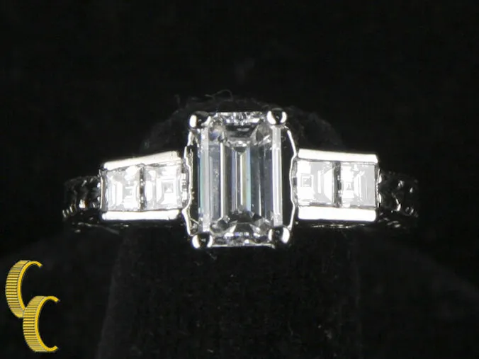 1.65 carat Emerald-Cut Diamond Platinum Engagement Ring Size 5.25  GIA certified