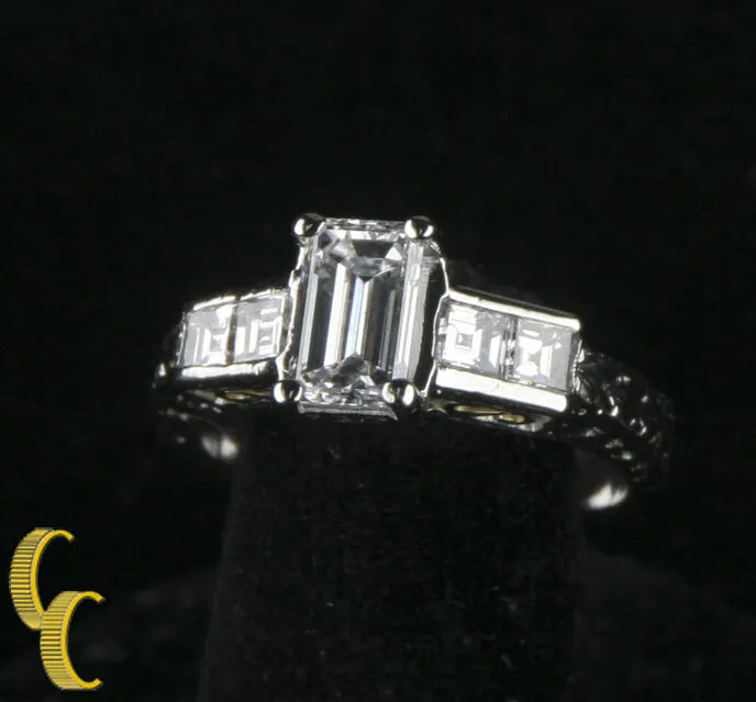 1.65 carat Emerald-Cut Diamond Platinum Engagement Ring Size 5.25  GIA certified