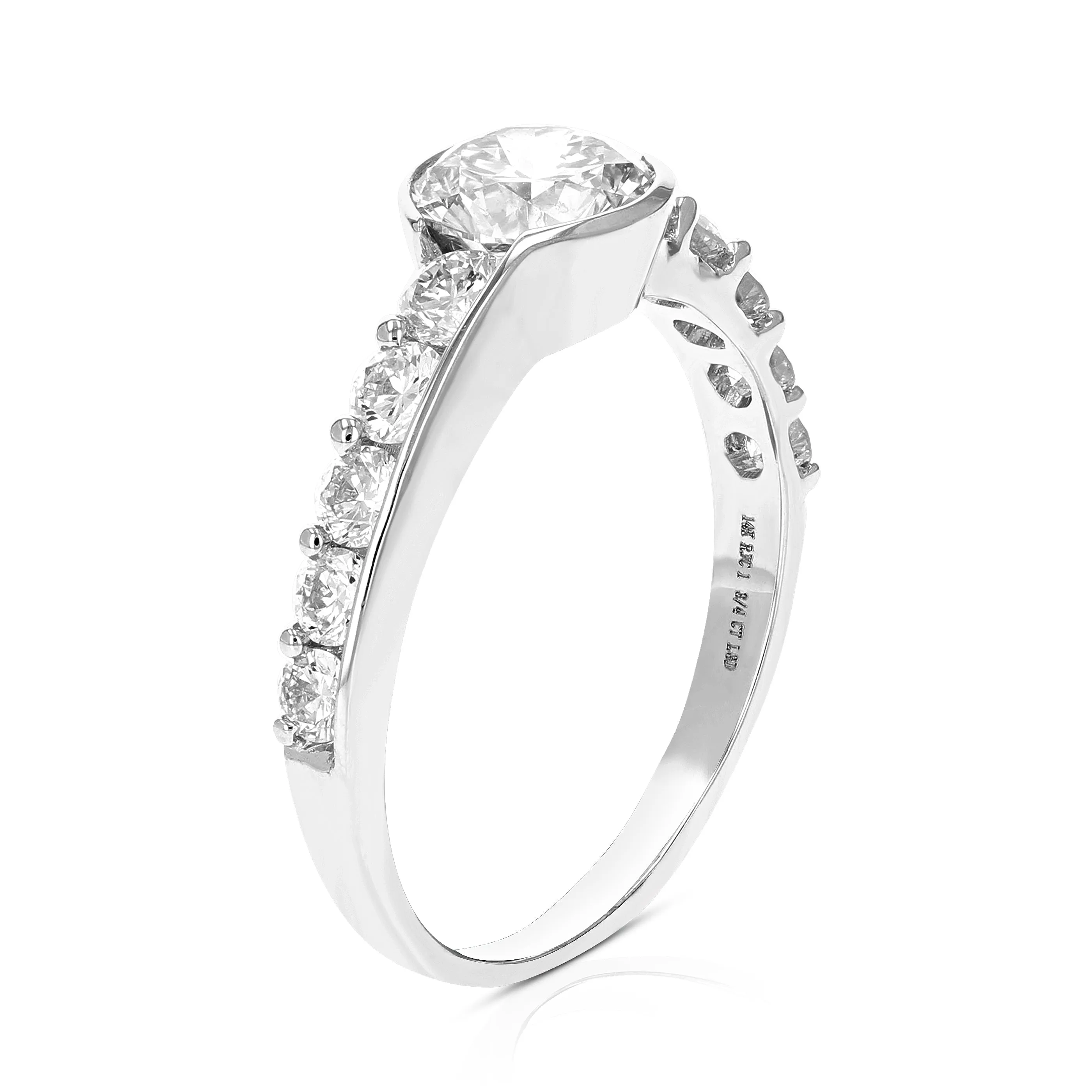 1.75 cttw Wedding Engagement Ring for Women, Round Lab Grown Diamond Ring in 14K White Gold, Prong Setting