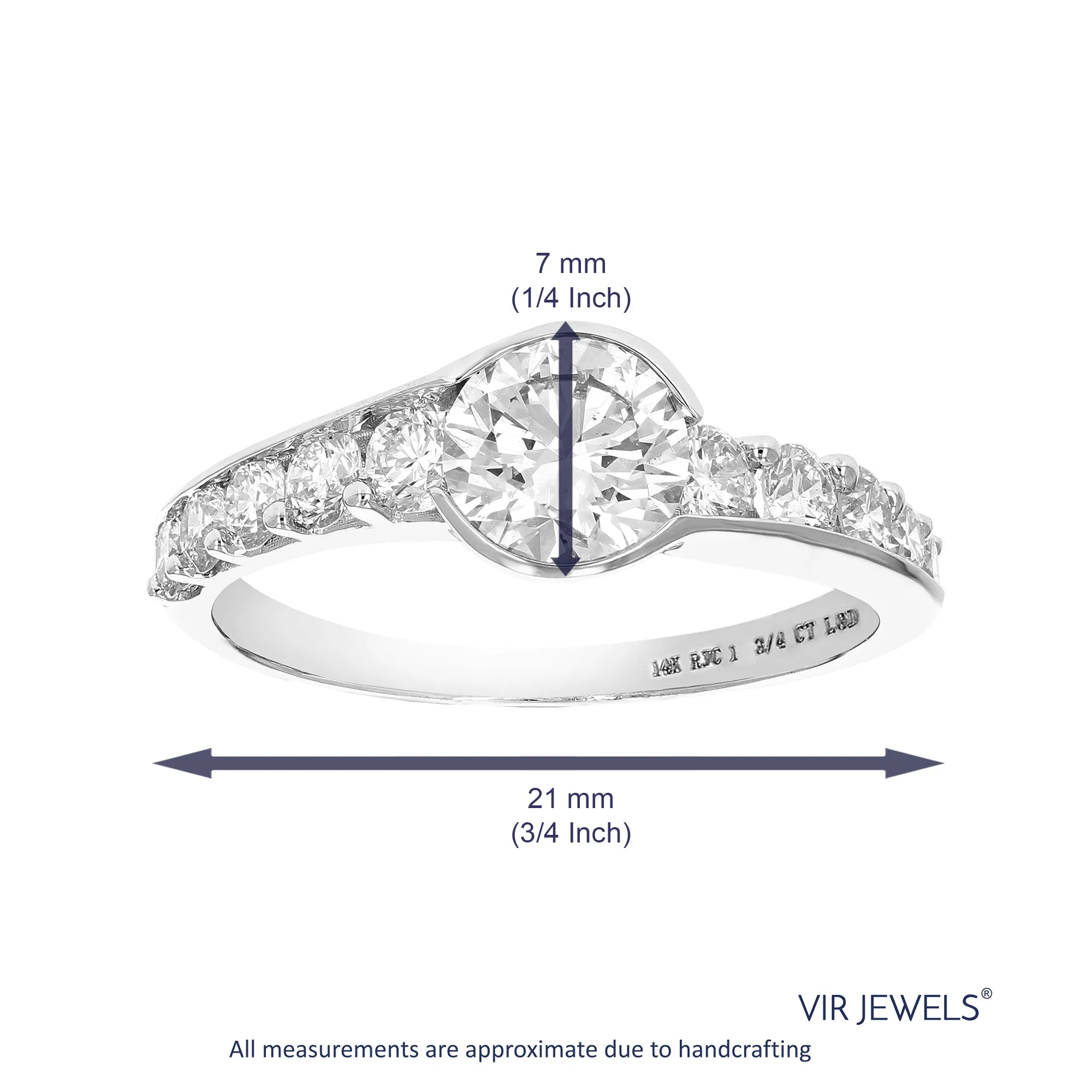 1.75 cttw Wedding Engagement Ring for Women, Round Lab Grown Diamond Ring in 14K White Gold, Prong Setting