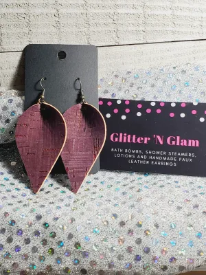 186 Burgundy Cork Dangle Earrings