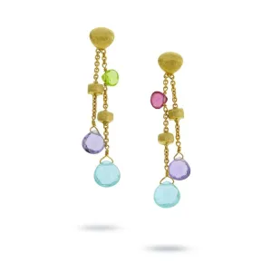 18k Gold Paradise Mixed Stone Drop Double Drop Earrings