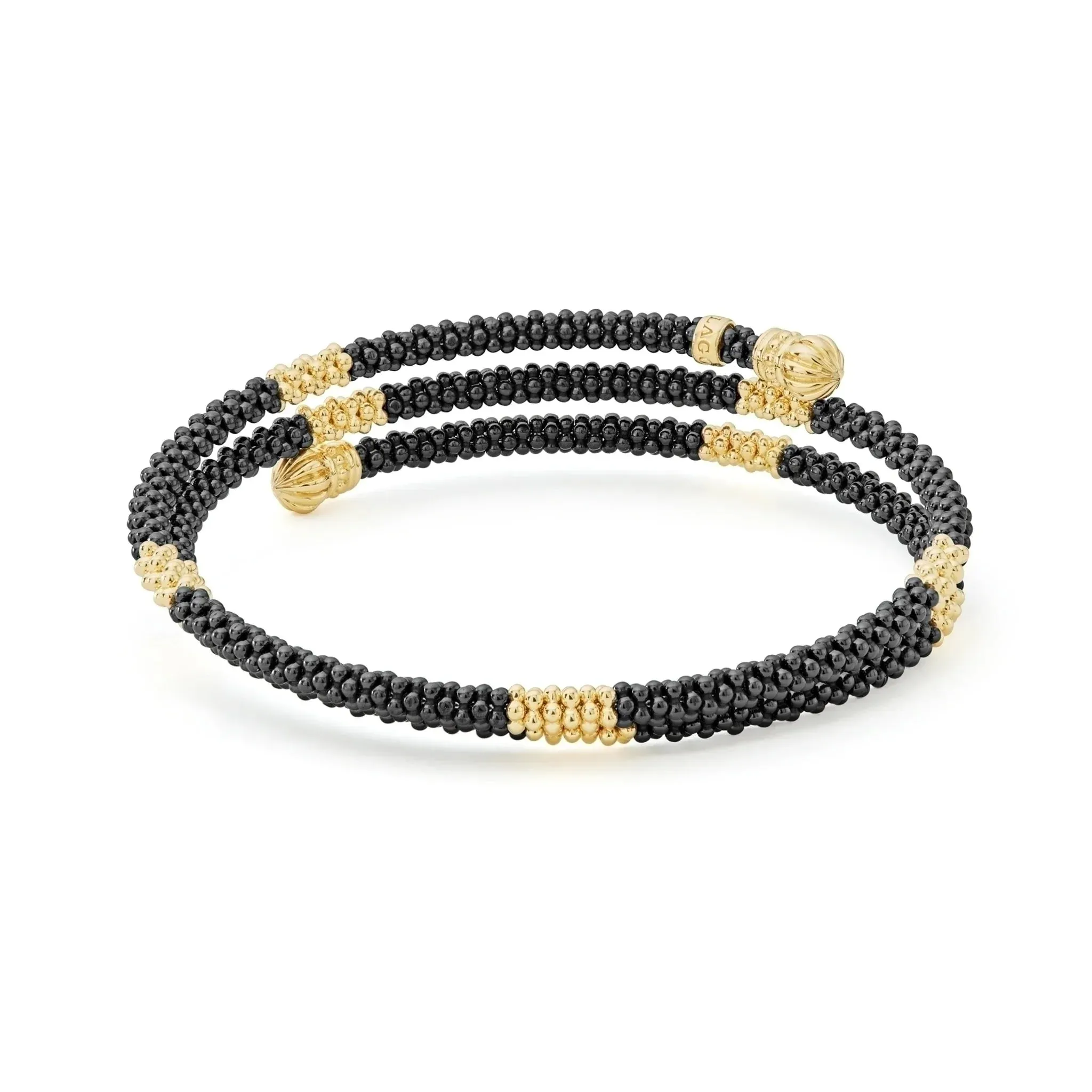 18K Gold Small Station Ceramic Wrap Bracelet