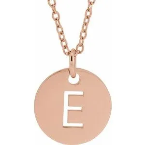 18K Rose Gold-Plated Sterling Silver Initial E 10 mm Disc 16-18" Necklace
