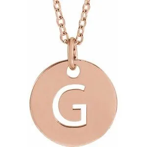 18K Rose Gold-Plated Sterling Silver Initial G 10 mm Disc 16-18" Necklace