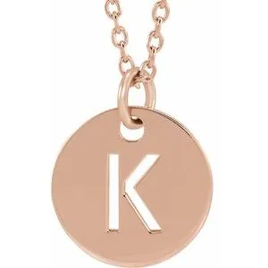 18K Rose Gold-Plated Sterling Silver Initial K 10 mm Disc 16-18" Necklace