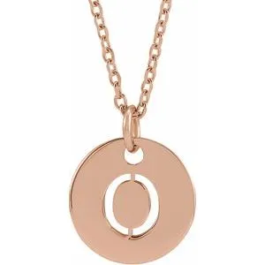 18K Rose Gold-Plated Sterling Silver Initial O 10 mm Disc 16-18" Necklace