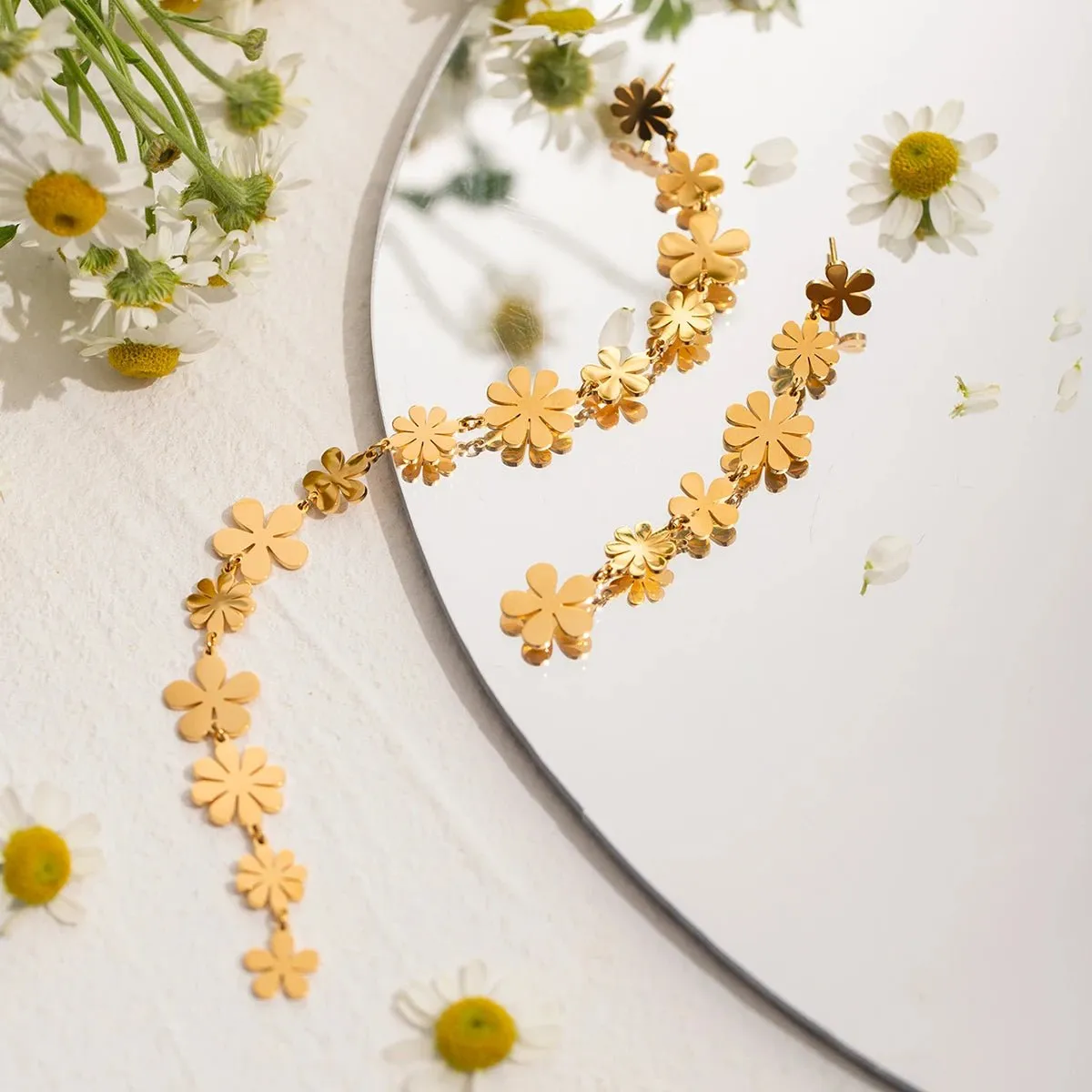 18k Staggering Floral Earrings