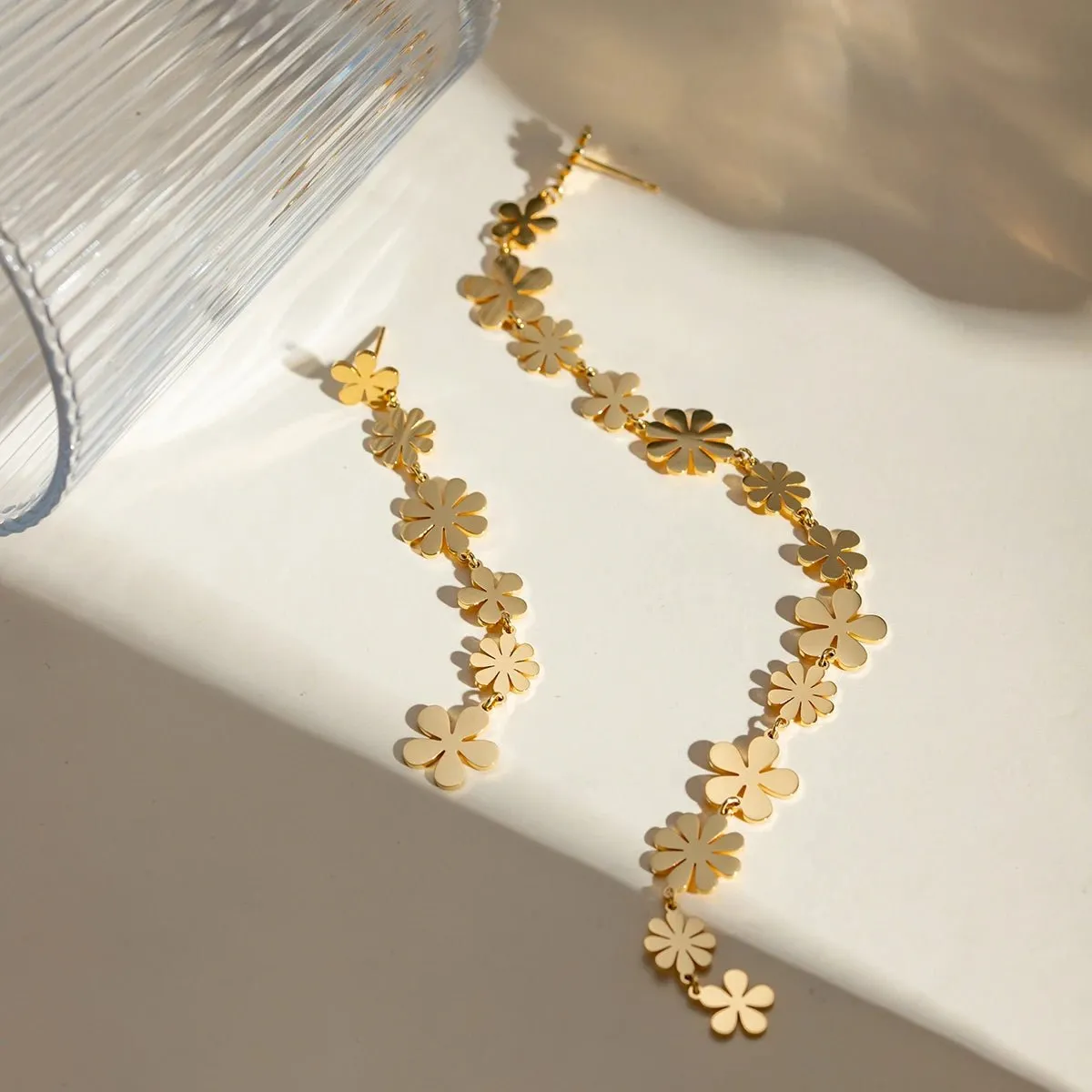 18k Staggering Floral Earrings