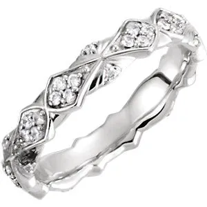 18K White 1/3 CTW Diamond Sculptural-Inspired Eternity Band Size 8