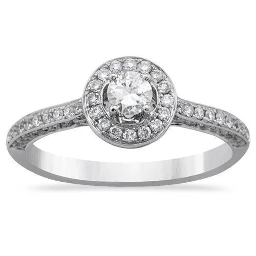 18k White Gold Diamond Engagement Ring 0.76 Ctw