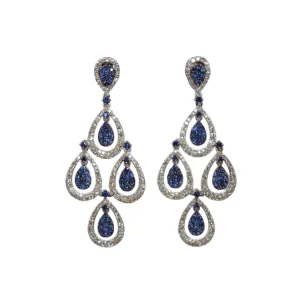 18k White Gold Sapphire and Diamond Chandelier Earrings