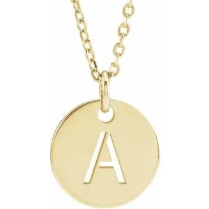 18K Yellow Gold-Plated Sterling Silver Initial A 10 mm Disc 16-18" Necklace