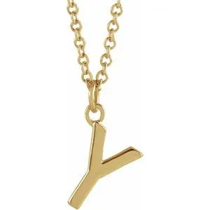18K Yellow Gold-Plated Sterling Silver Initial Y  Dangle 16" Necklace