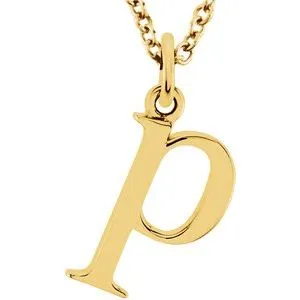 18K Yellow Gold-Plated Sterling Silver Lowercase Initial p 16" Necklace