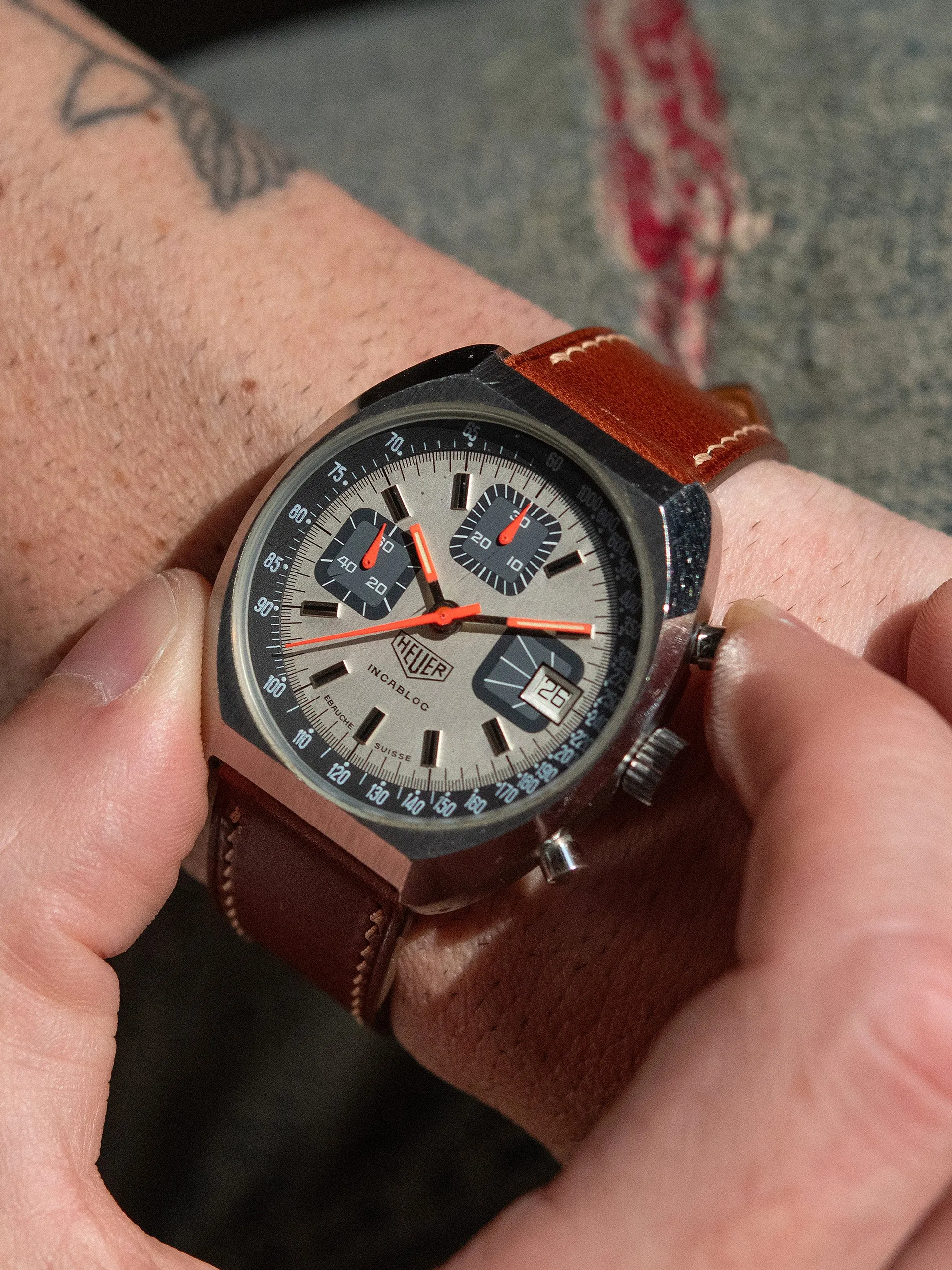 1970s Heuer Chronograph (Ref. 1614) "Ebauche Swiss" Dial