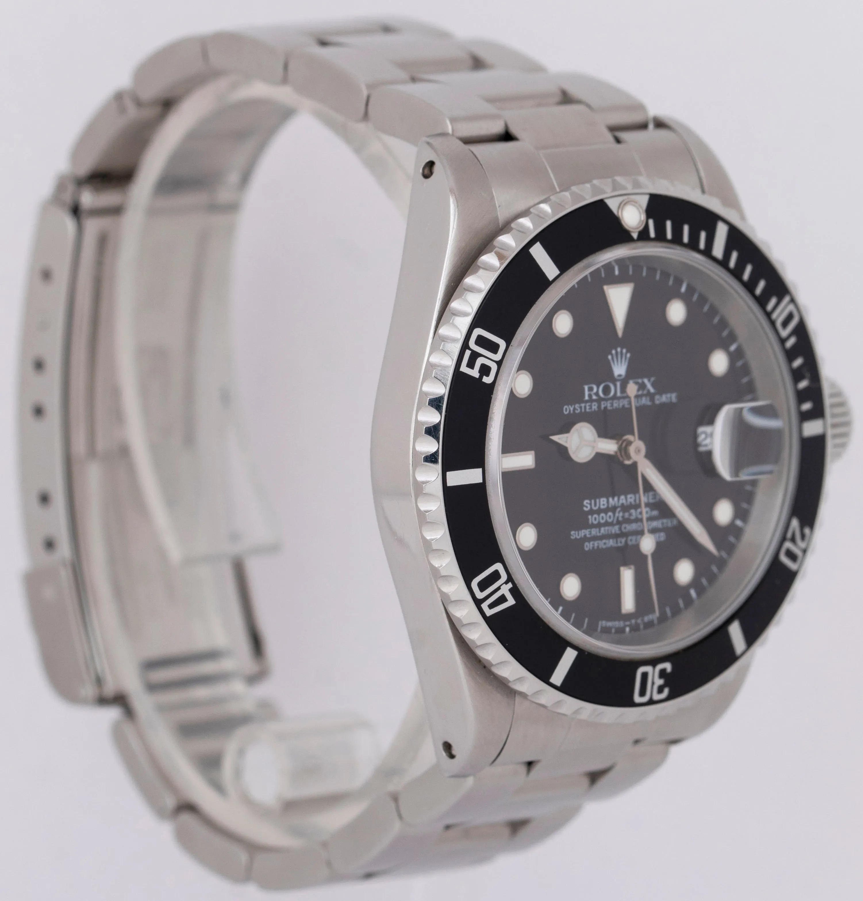1998 PAPERS Rolex Submariner Date Black Stainless Steel Oyster Watch 16610 B P