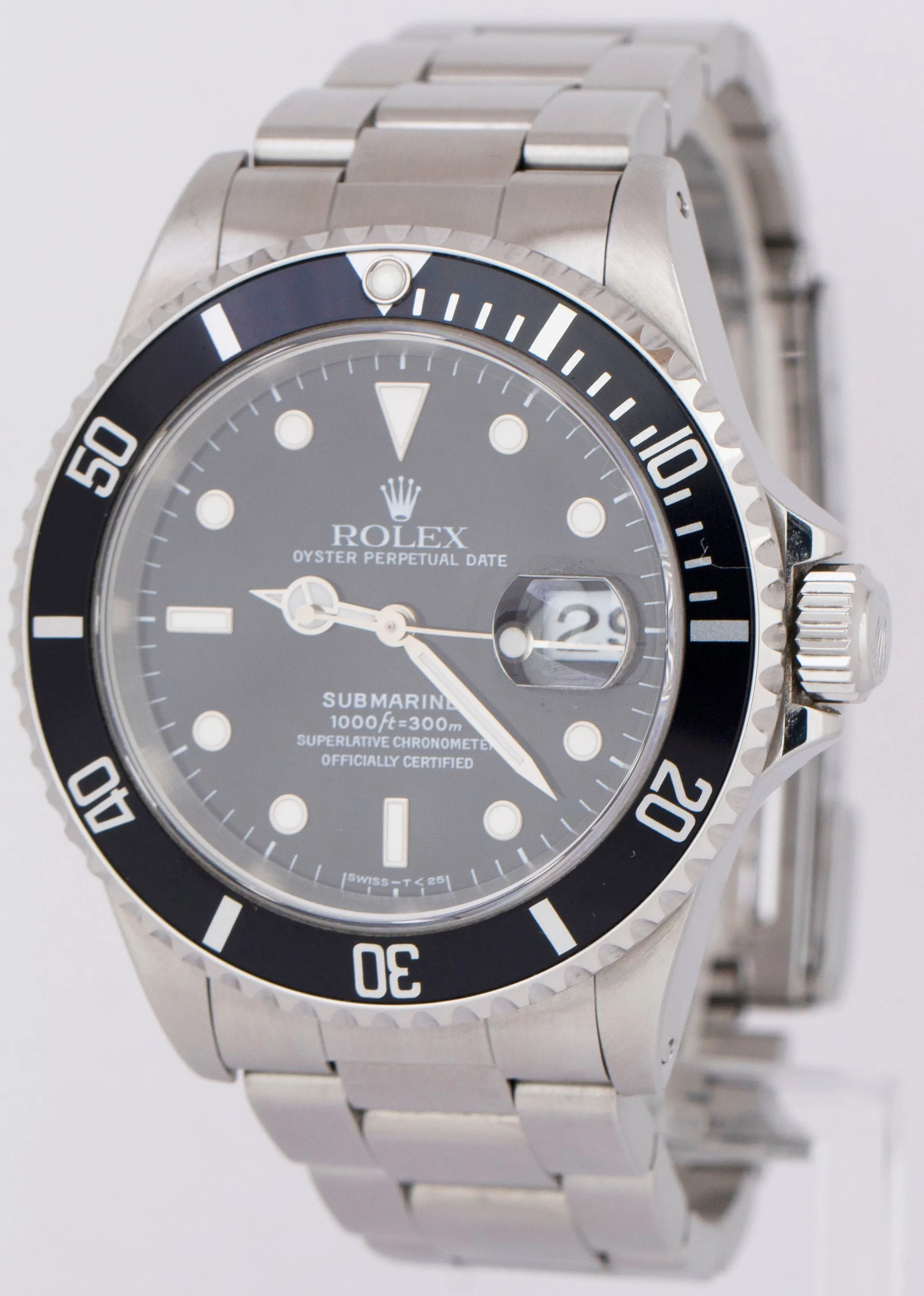 1998 PAPERS Rolex Submariner Date Black Stainless Steel Oyster Watch 16610 B P