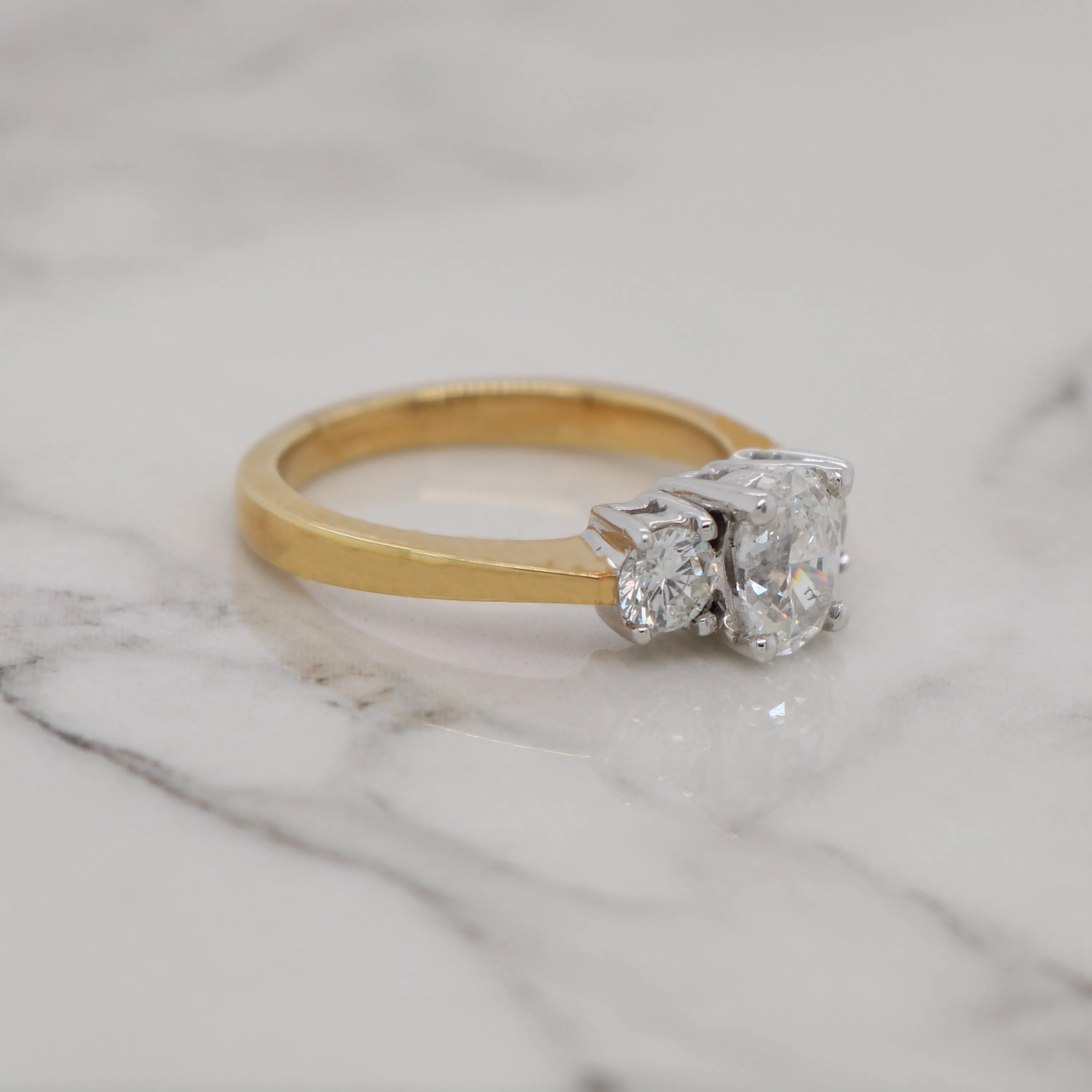 1ct Oval 3 Stone Engagement Ring