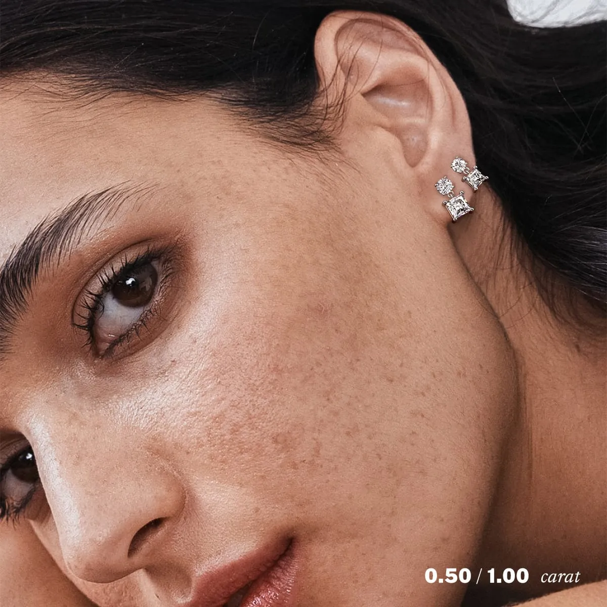 2 carat Princess Diamond Drop Earrings