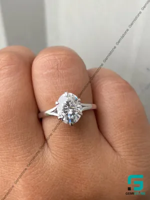 2 Ct Oval Cut Moissanite Wedding 6 Prong Tulip Setting Ring