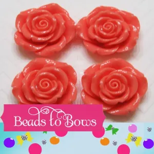 2 For 1.50  Coral Chunky 42mm Flower Bead, Large Rose Necklace Bead,Bubblegum Beads, Rose Resin Bead,Chunky Bubble Gum Necklace Bead