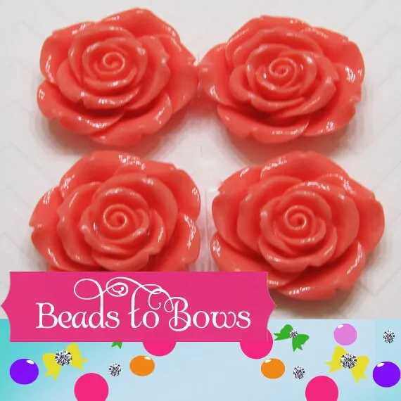 2 For 1.50  Coral Chunky 42mm Flower Bead, Large Rose Necklace Bead,Bubblegum Beads, Rose Resin Bead,Chunky Bubble Gum Necklace Bead