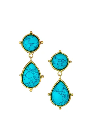 2 Pierres Dots Earrings - Turquoise
