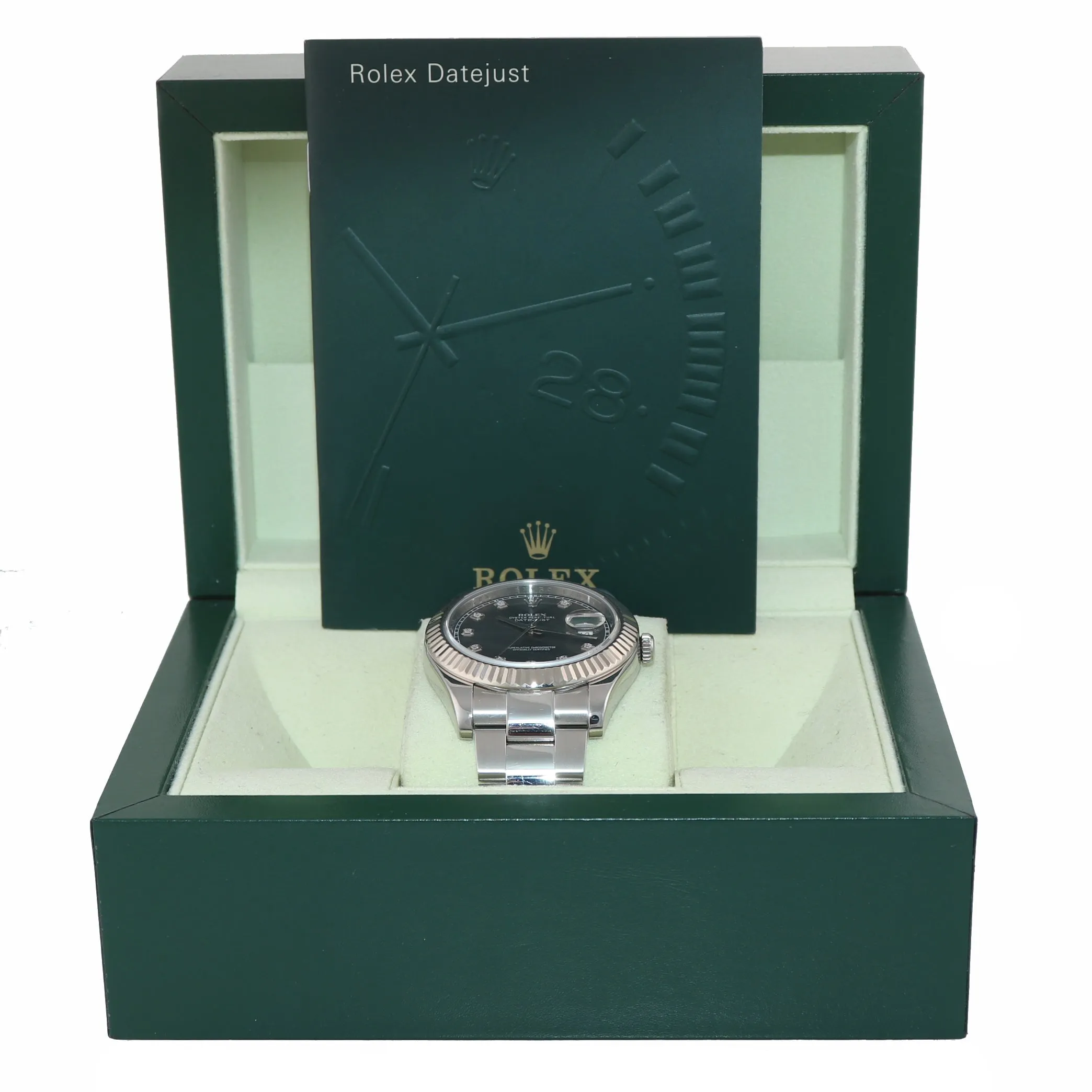 2017 Rolex Datejust 2 41MM Rhodium Diamond 116334 18K White Gold Fluted Watch
