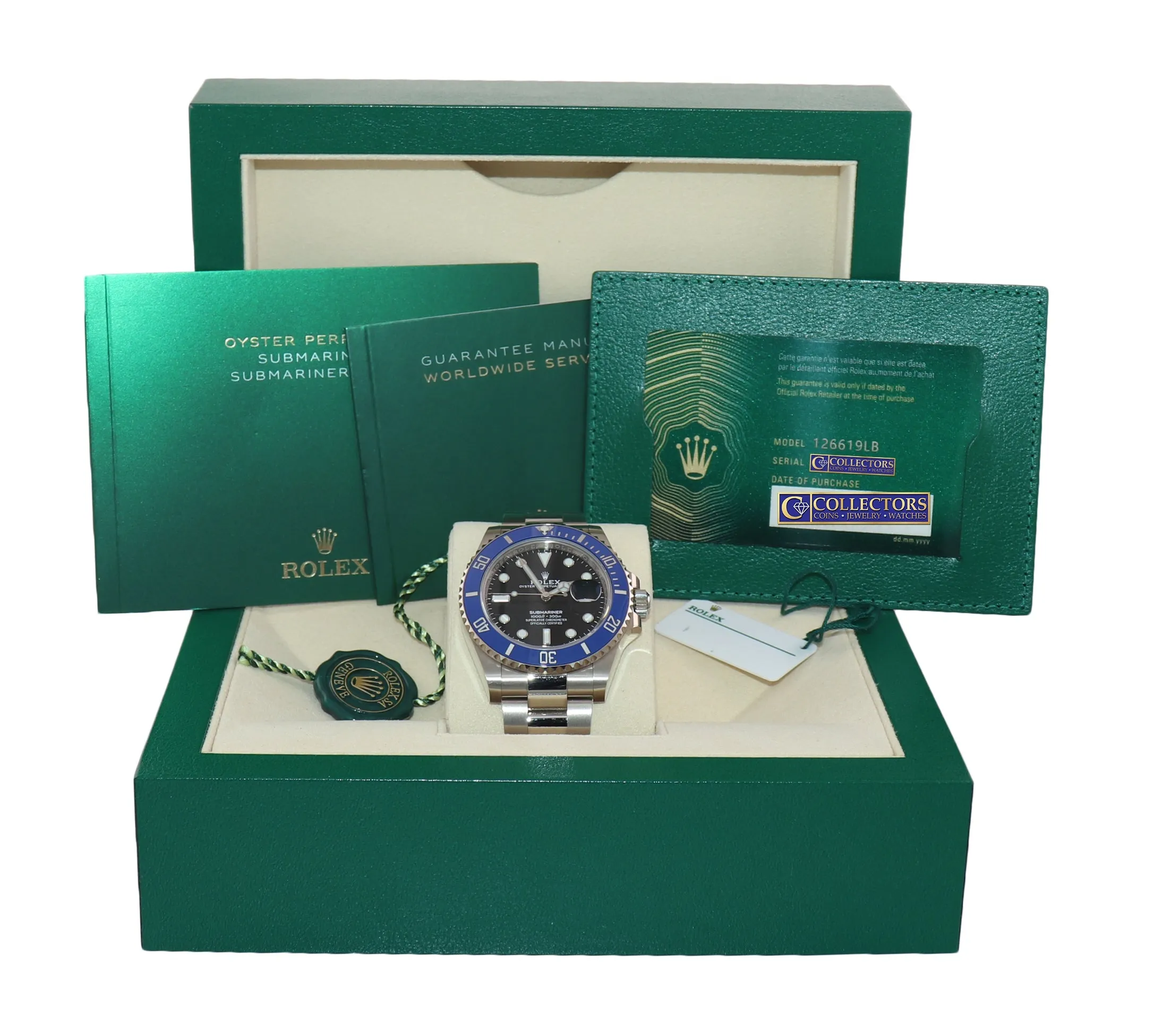 2021 NEW PAPERS Rolex Submariner Blue Smurf 126619 White Gold Watch Box