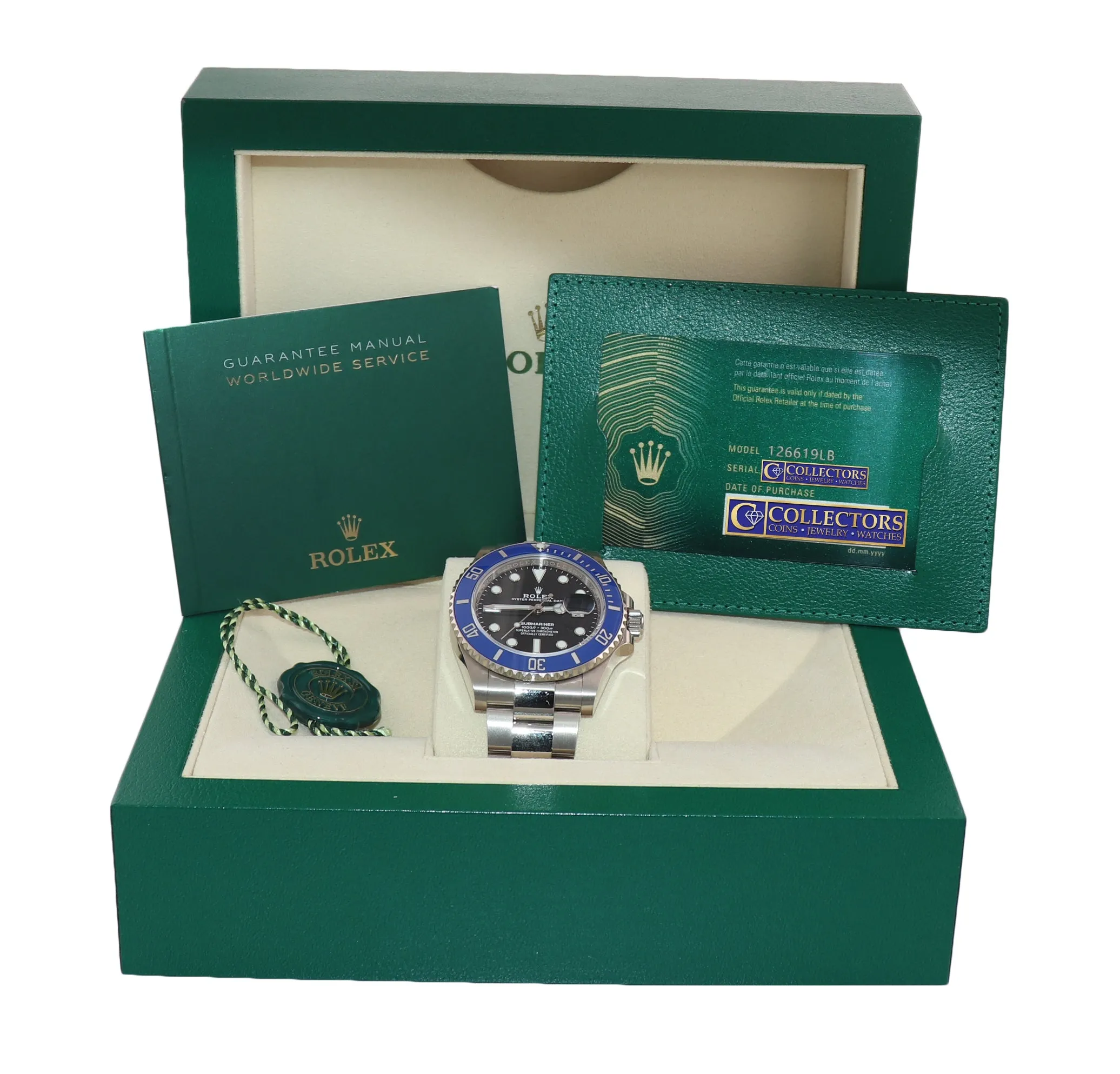 2021 NEW PAPERS Rolex Submariner Blue Smurf 126619 White Gold Watch Box