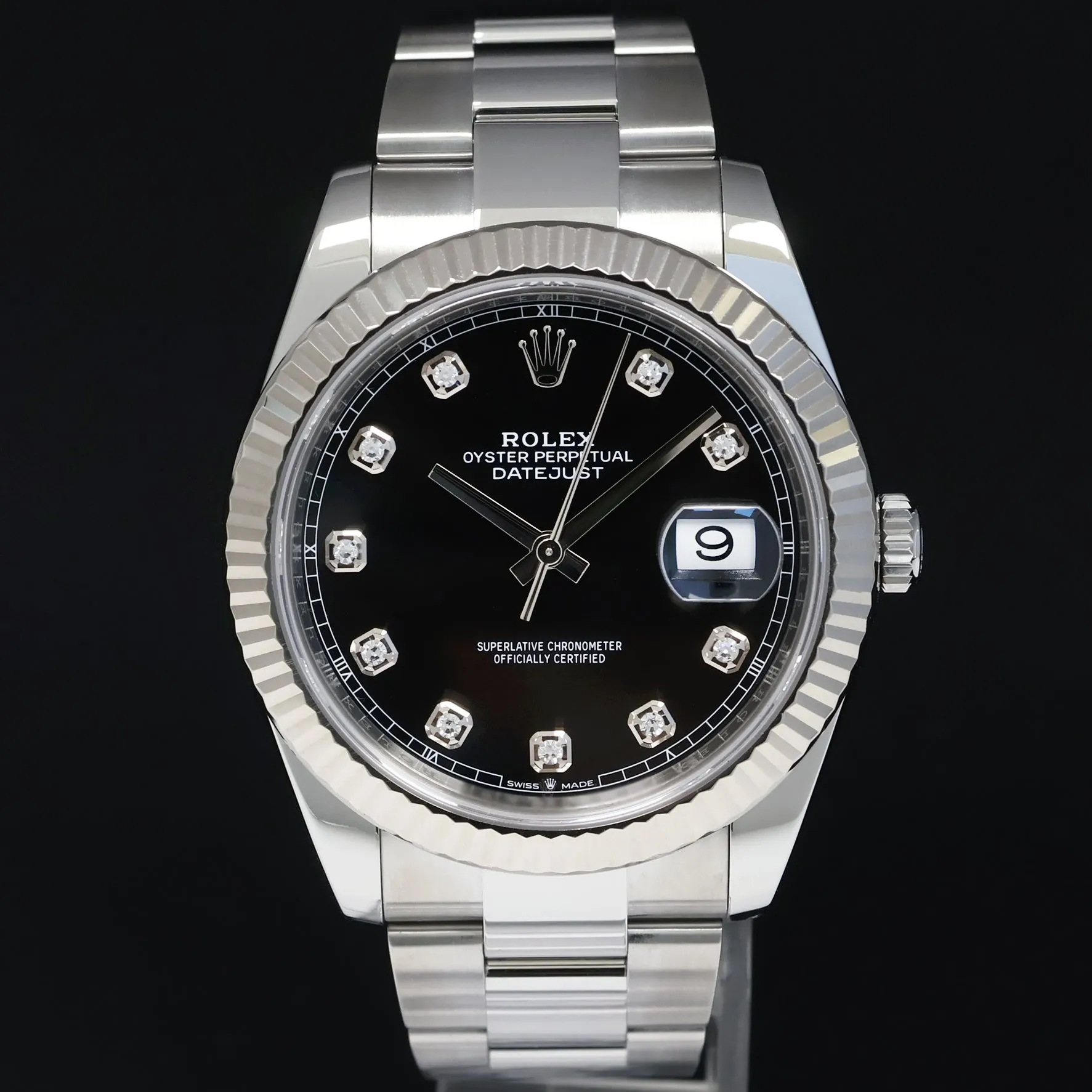 2023 Rolex DateJust 41 126334 Black Diamond White Gold 41mm Fluted Watch Box