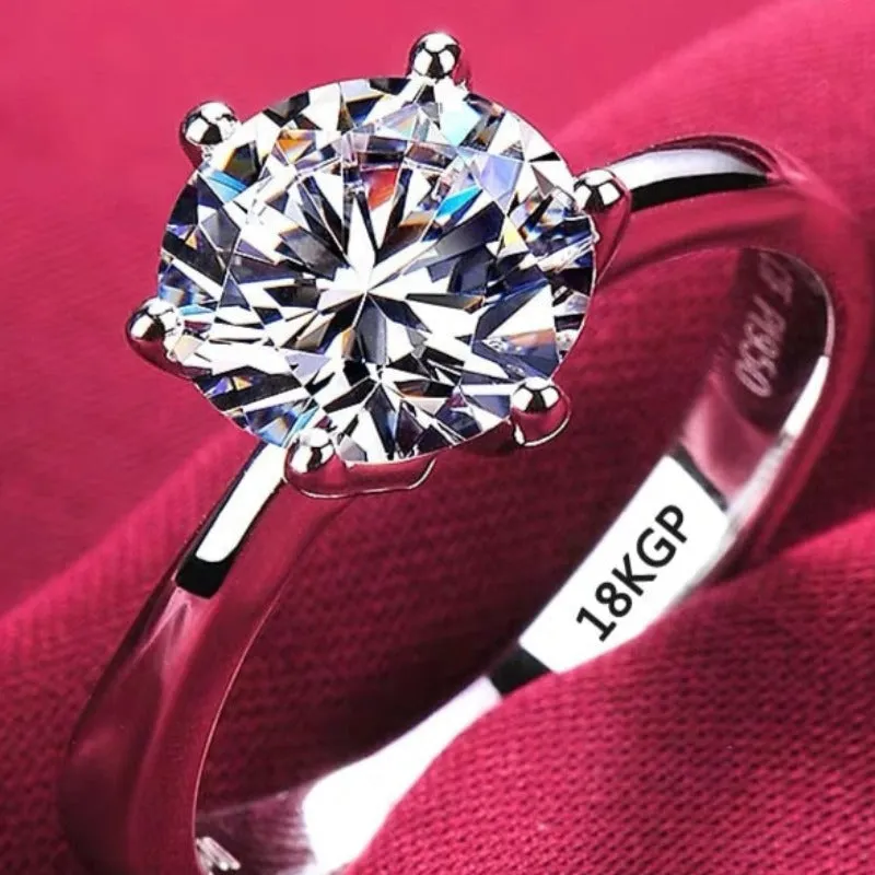 2.0ct Round Diamond Ring 18K White Gold Wedding for Women Gift Jewelry