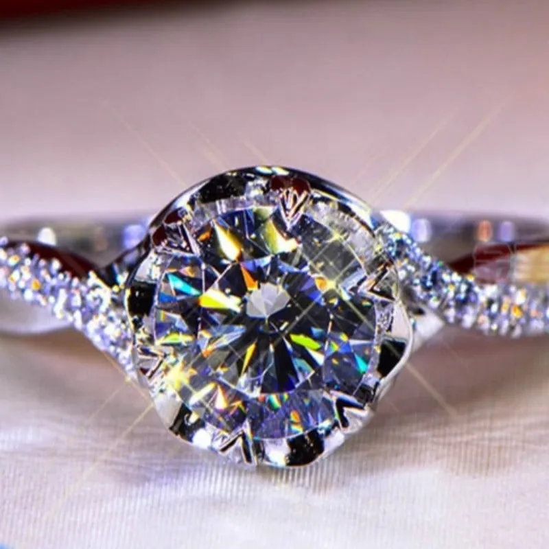 2.0ct Round Diamond Ring 18K White Gold Wedding for Women Gift Jewelry