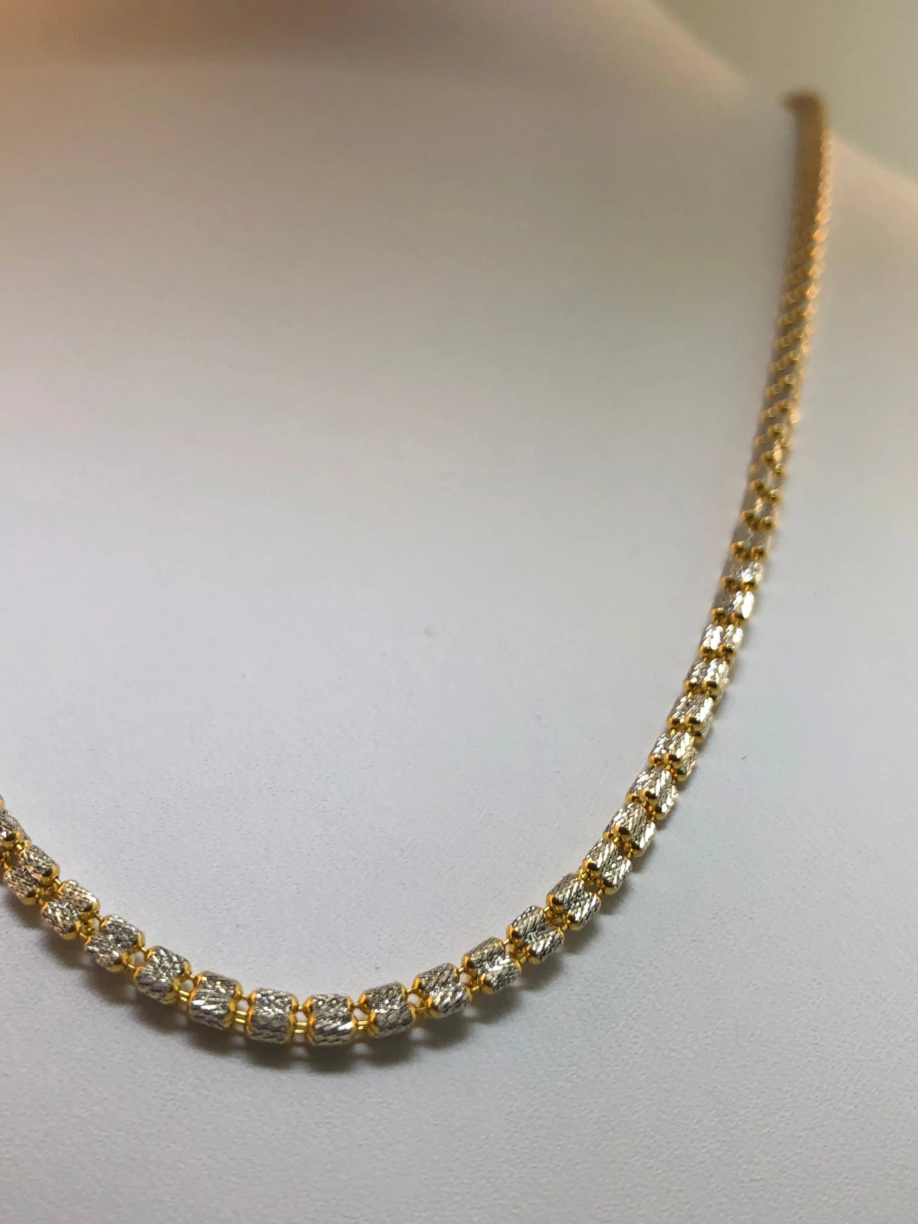 22K Two-tone Gold Necklace 20"