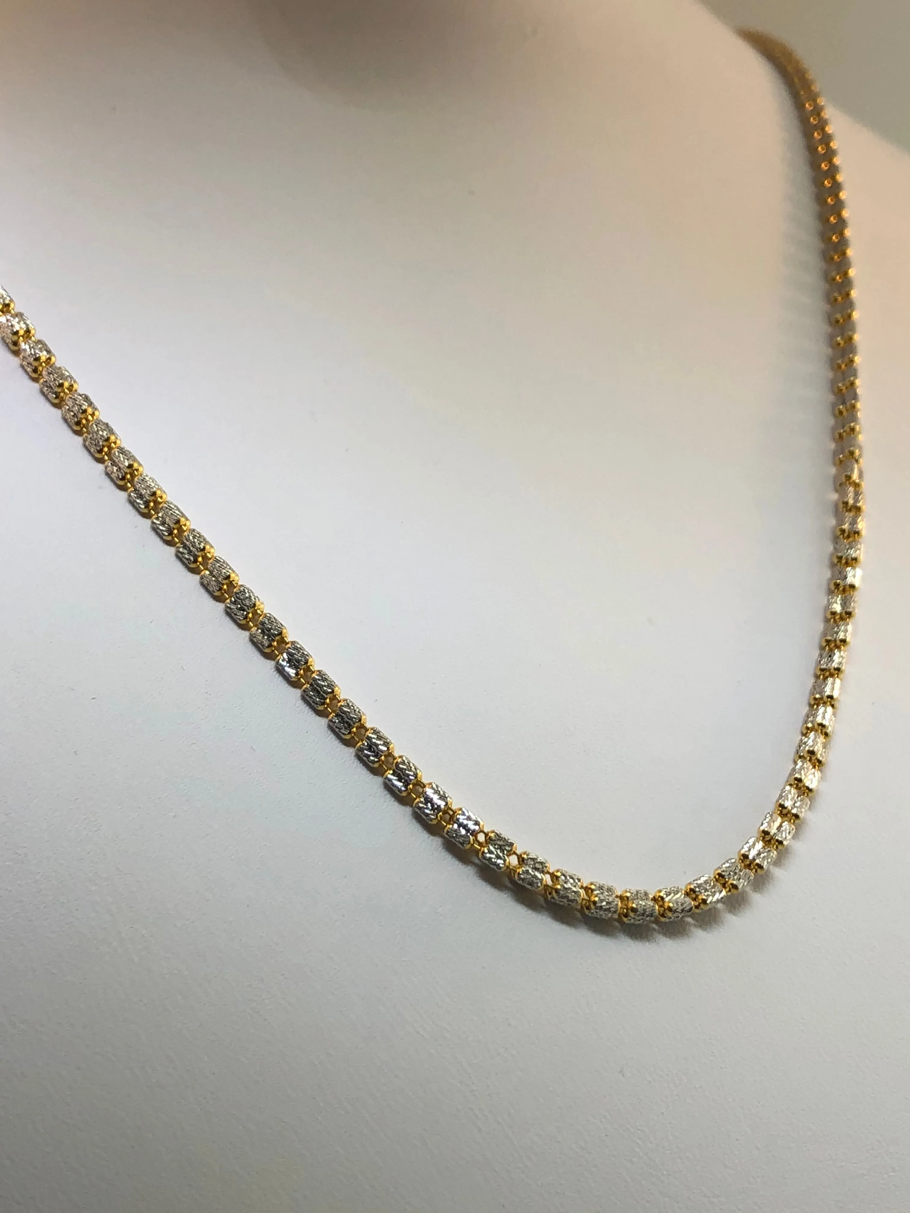 22K Two-tone Gold Necklace 20"