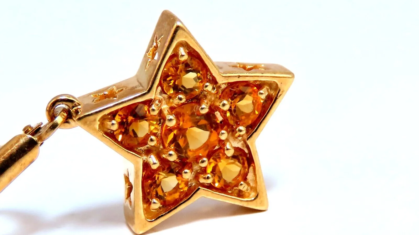 2ct Natural Citrine Star Dangle Earrings 14kt