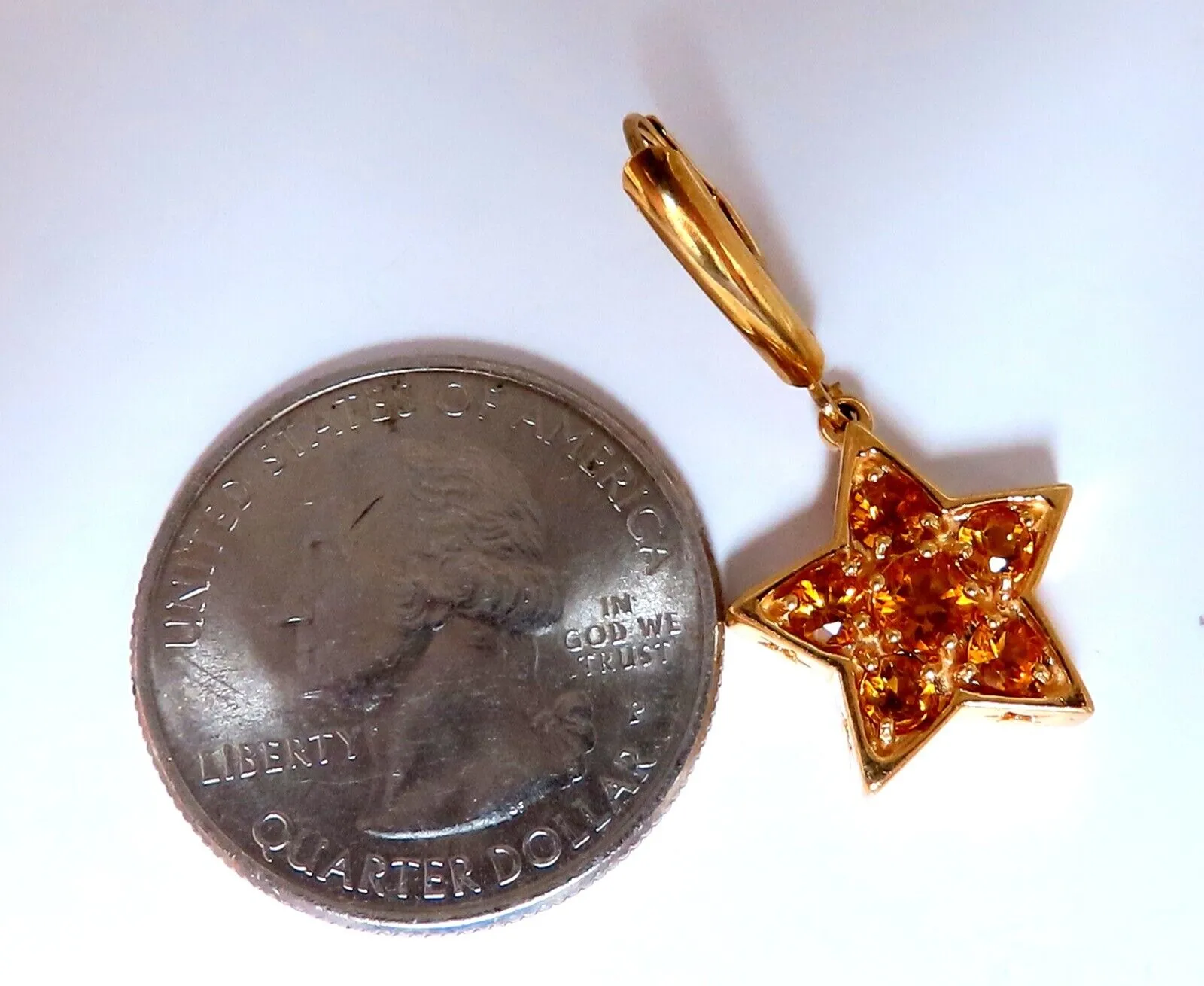 2ct Natural Citrine Star Dangle Earrings 14kt