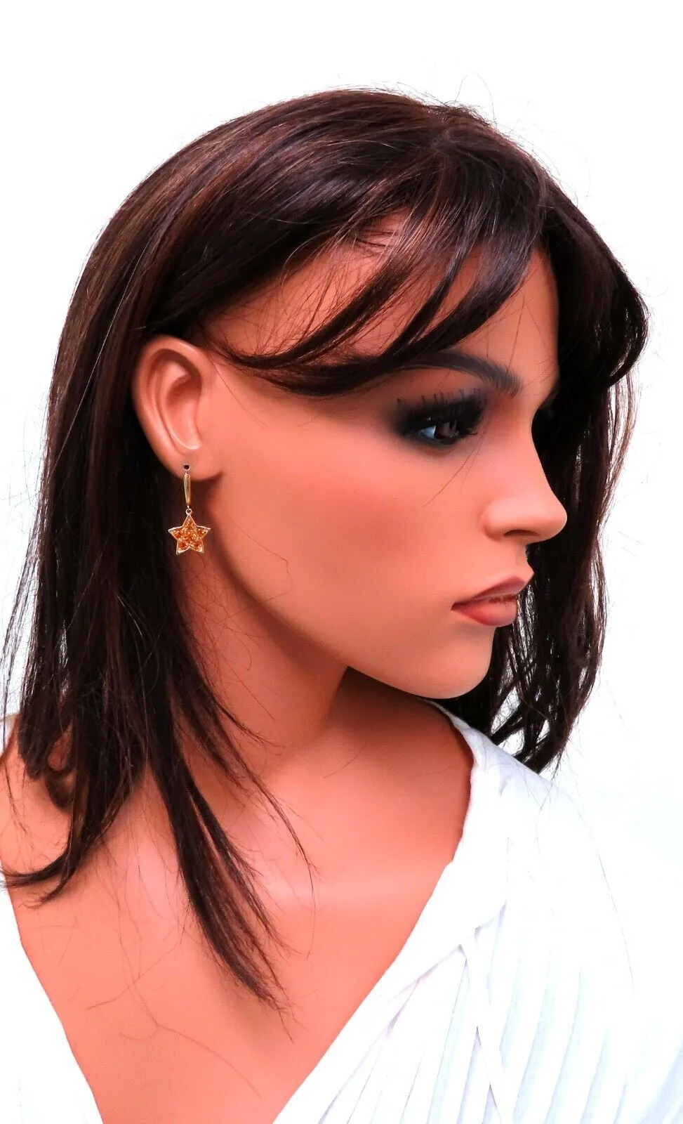 2ct Natural Citrine Star Dangle Earrings 14kt