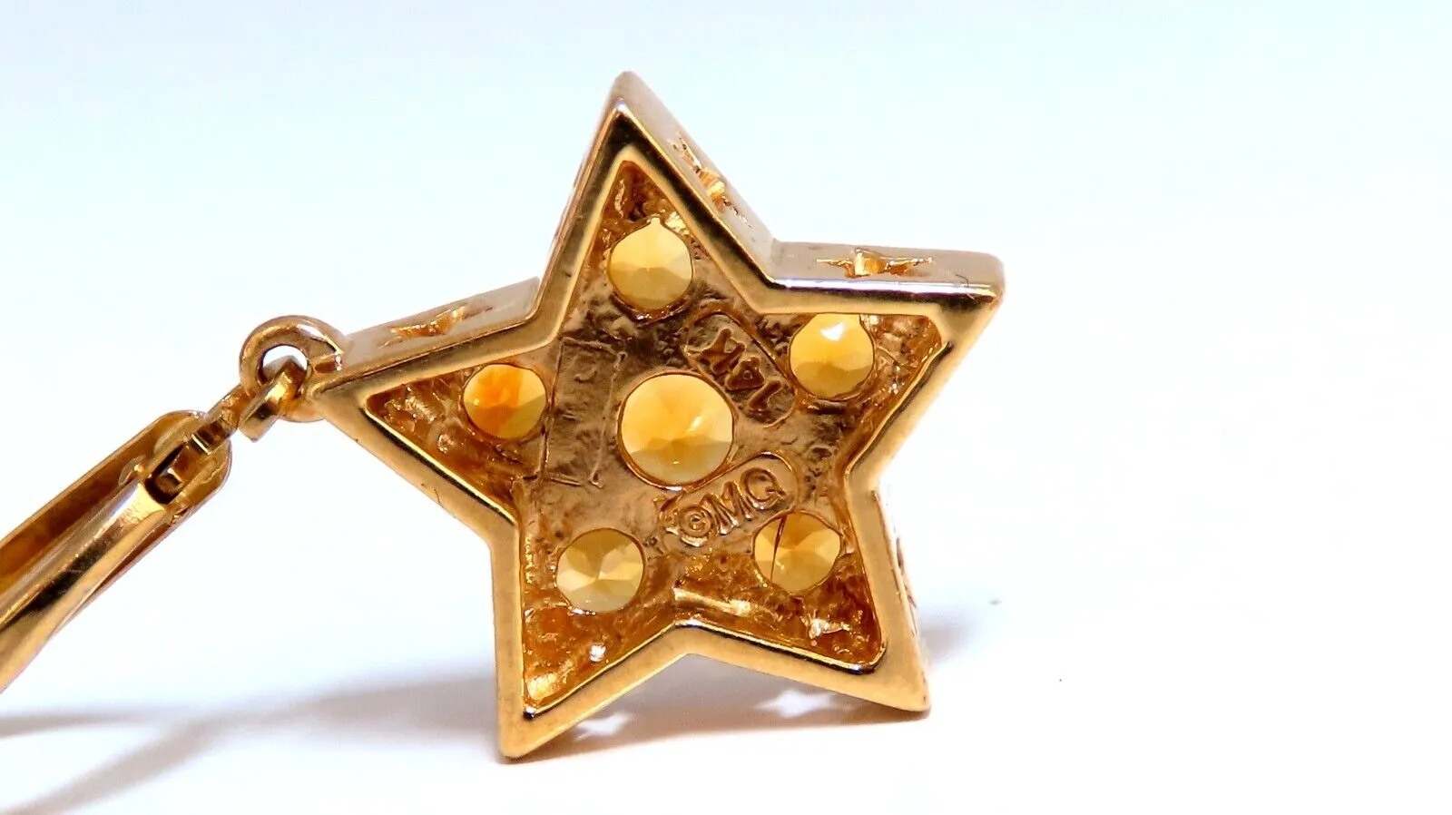 2ct Natural Citrine Star Dangle Earrings 14kt